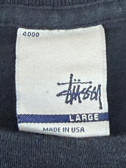FINESSE STUSSY "S 1/2" Graphic T-Shirt Navy Size L
