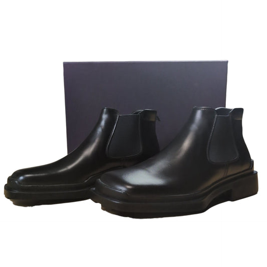PRADA Black Square Toe Leather Chelsea Boots Size 6 1/2
