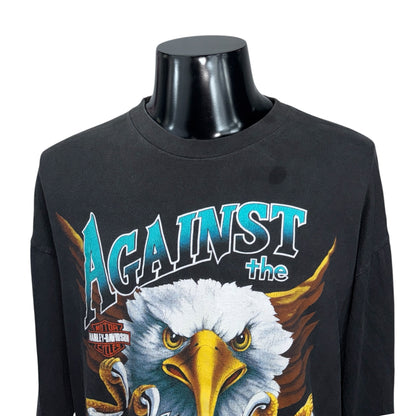 HARLEY-DAVIDSON 90s Vintage "Against The Wind" Long Sleeve T Size XL