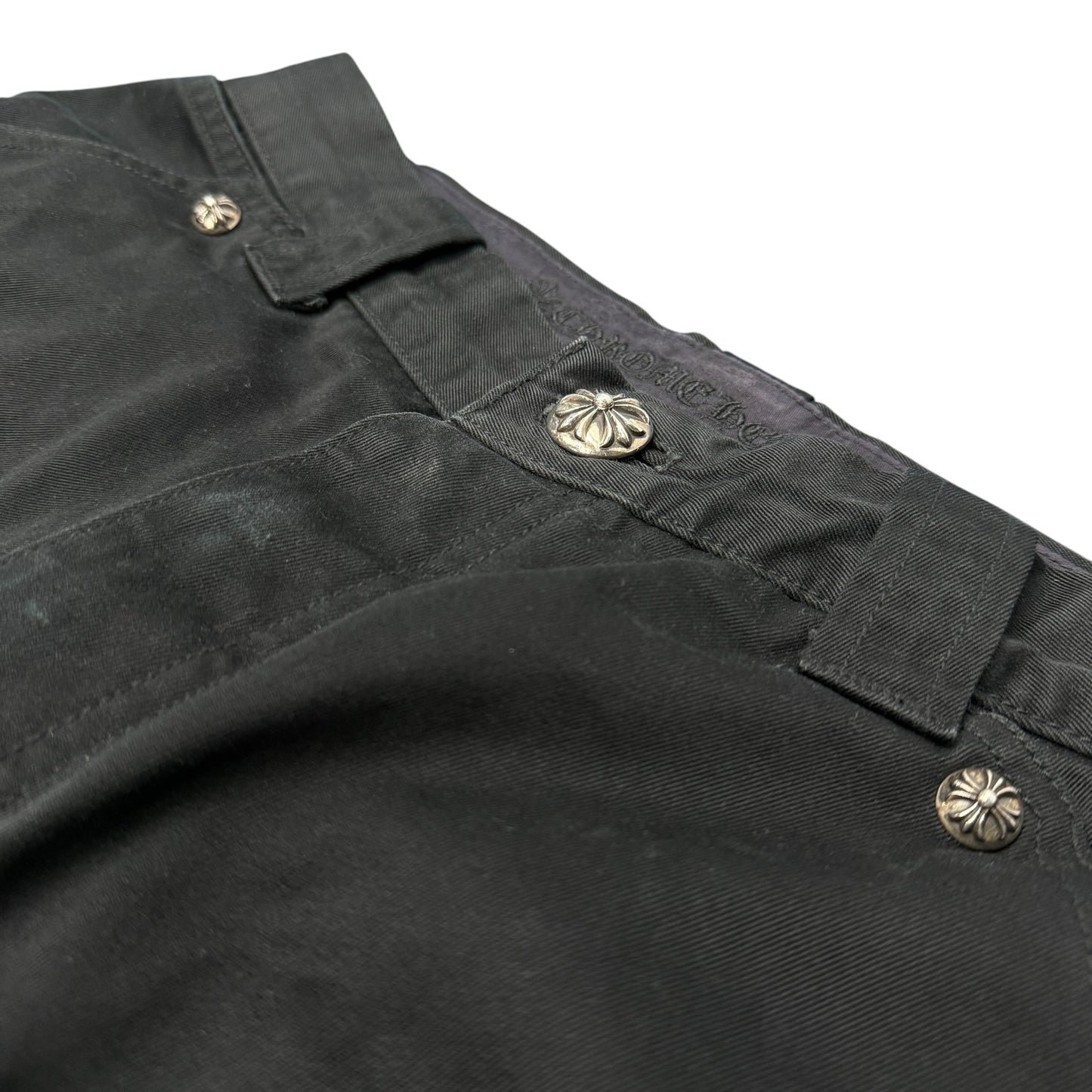 CHROME HEARTS Black Silver 925 Double Work Pants Size 32