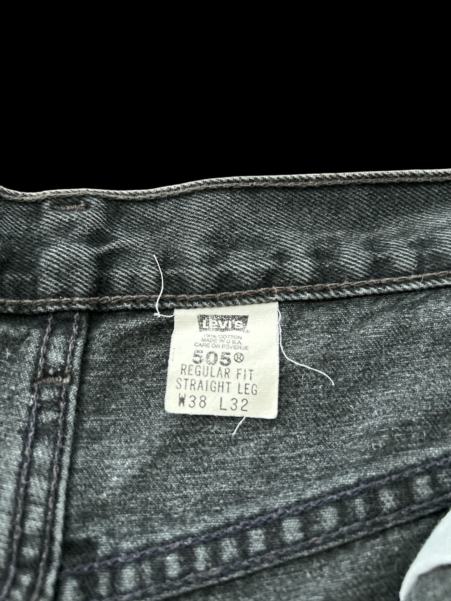 Levi's 505 Black Denim Jeans USA Made Big Size 38