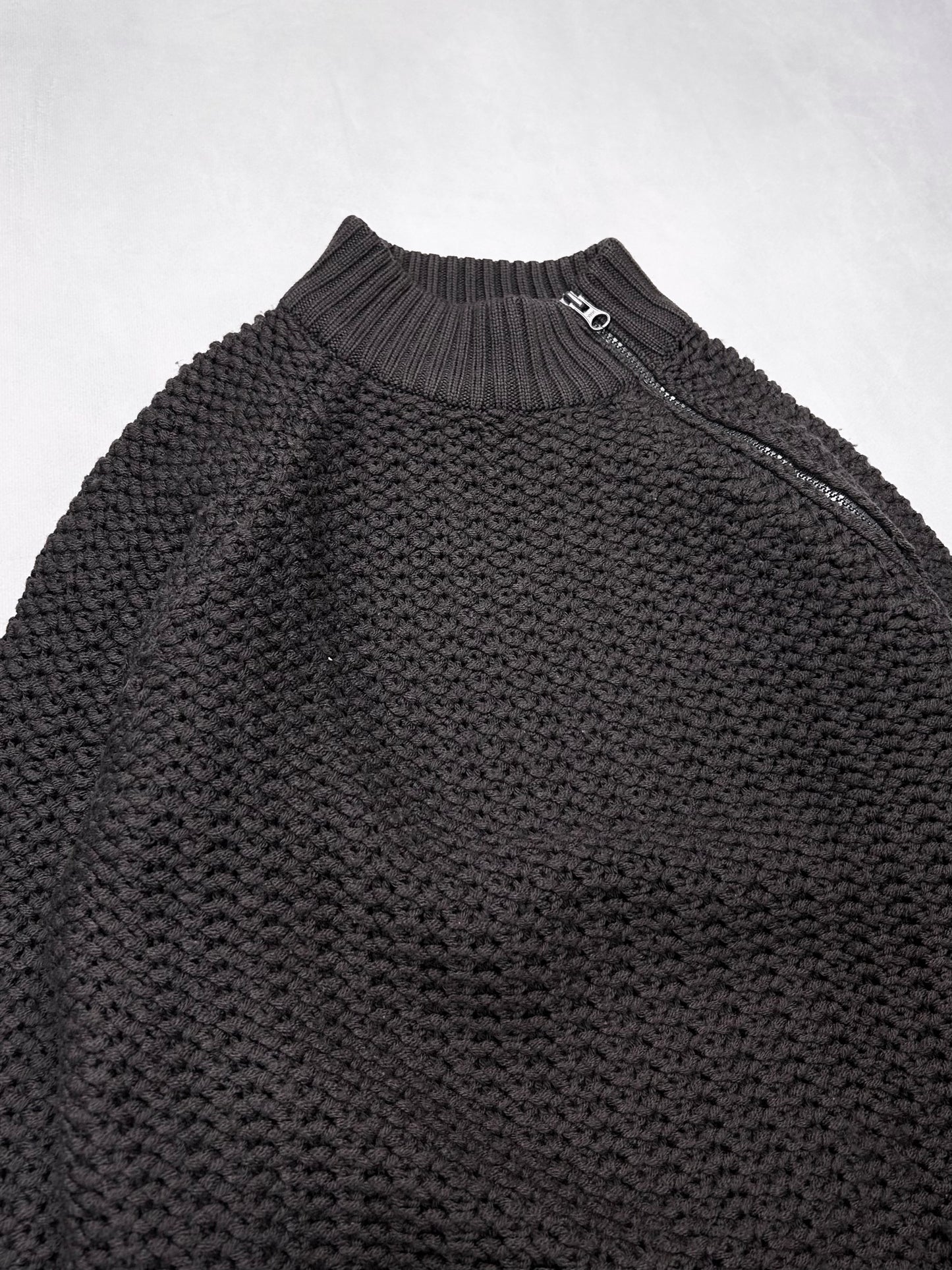 Emporio Armani Black 2000s Side Half Zip Neck Knit Size 48