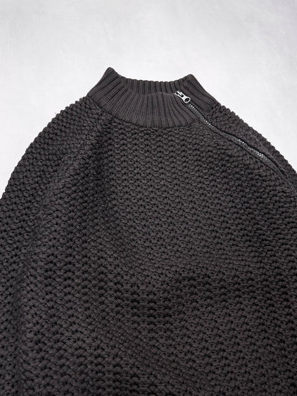 Emporio Armani Black 2000s Side Half Zip Neck Knit Size 48
