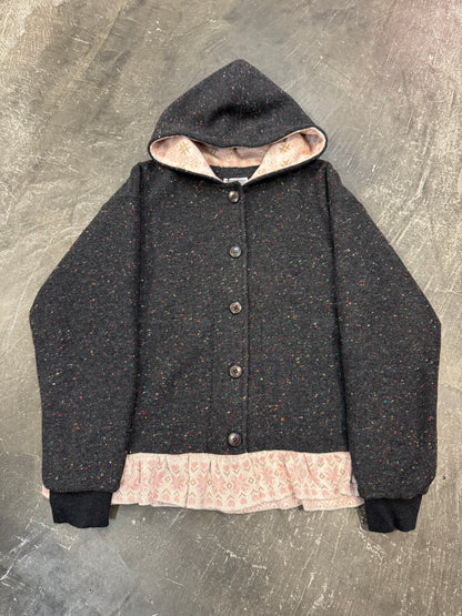 YOUTH BATH Gray Hooded Button Up Shirt Size S