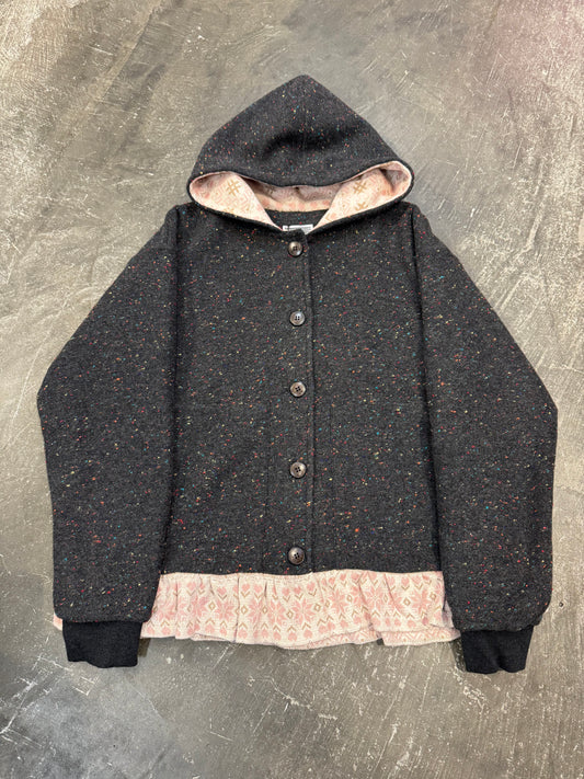 YOUTH BATH Gray Hooded Button Up Shirt Size S