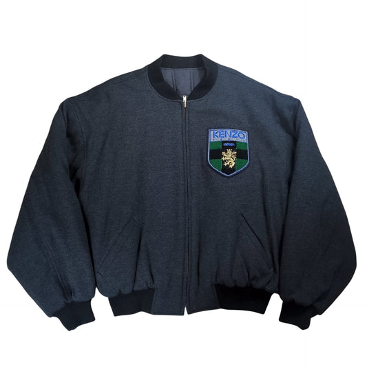 KENZO Reversible Padded Logo Patched Wool Bomber Size FREE