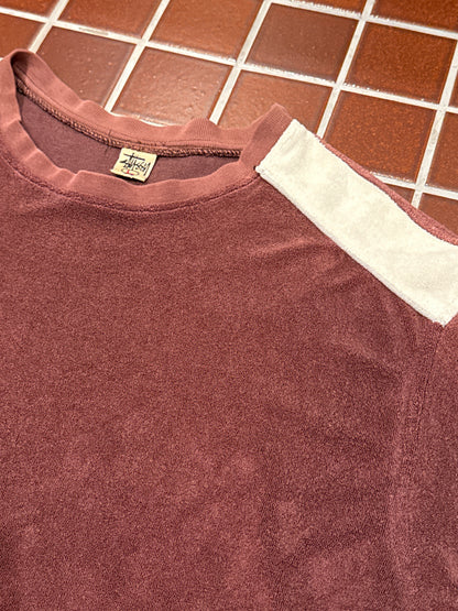 Stussy 90s short sleeve pile tee with shoulder detail Red Size L