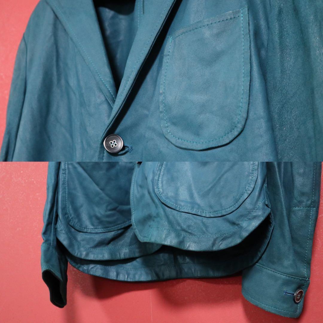 Vintage EMMETI Turquoise Blue Lamb Leather 3-Button Size 44