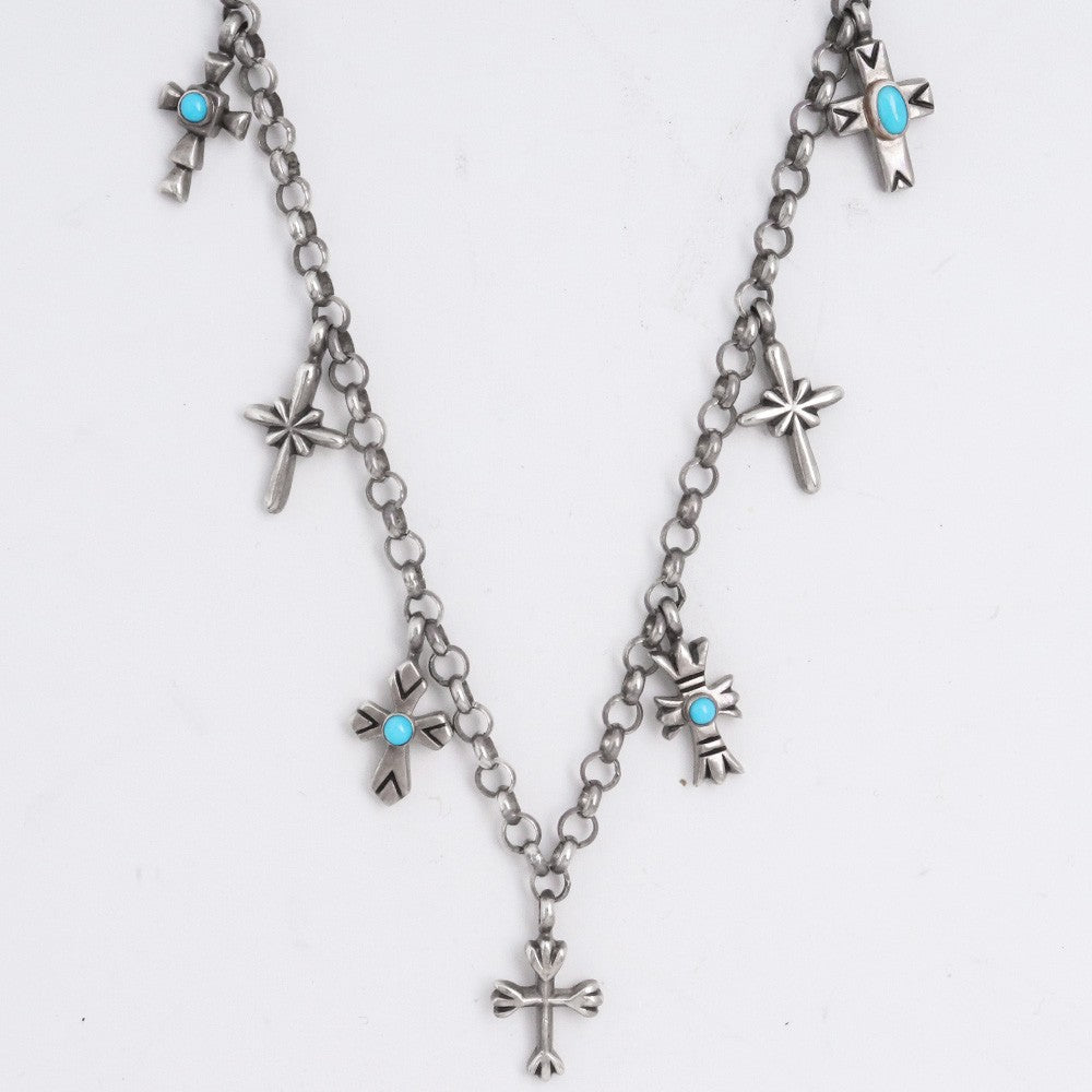 RH JEWELRY Turquoise Cross Necklace Silver Size F