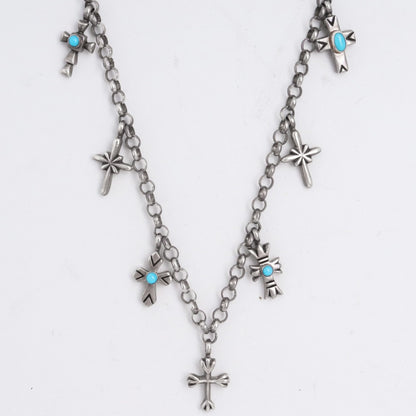 RH JEWELRY Turquoise Cross Necklace Silver Size F