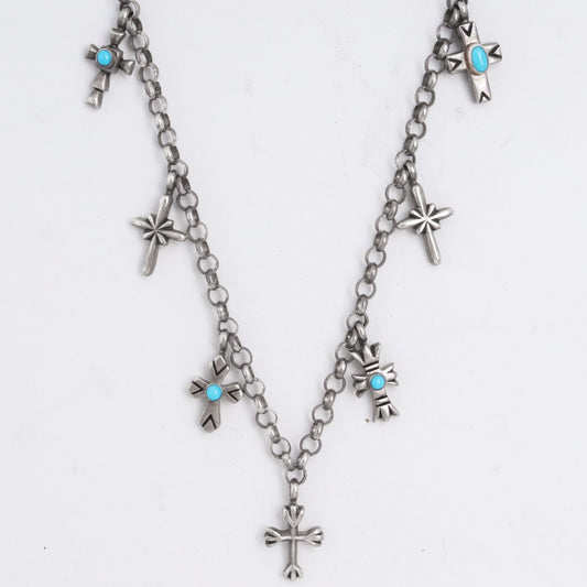 RH JEWELRY Turquoise Cross Necklace Silver Size F