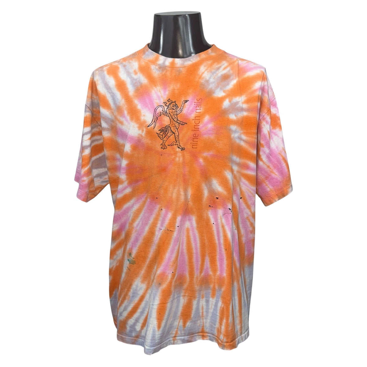 NINE INCH NAILS 90s Spiral Tie-Dye Creature T-Shirt Size XL