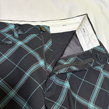 Allege. AW19 Black Blue Check Wool Gathered Pants Size 2