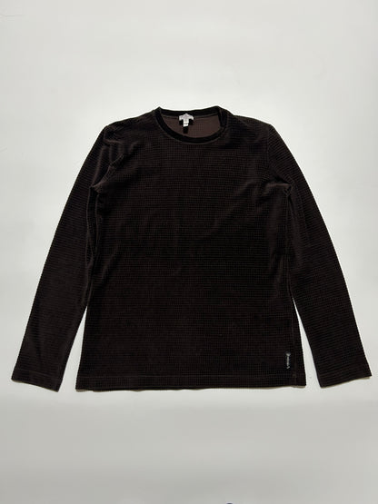 ARMANI JEANS 1990s Thermal Long Sleeve Top Dark Brown Size 42