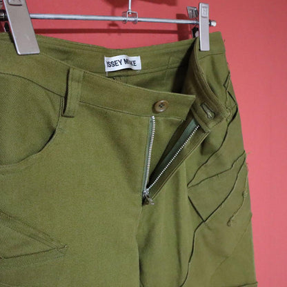 Issey Miyake Green Frayed Tape Zip Hem Skinny Pants Size 2