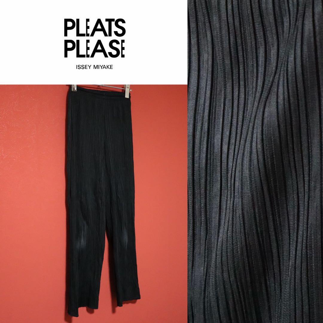 PLEATS PLEASE 00AW Black Pleated Straight Easy Pants Size 2