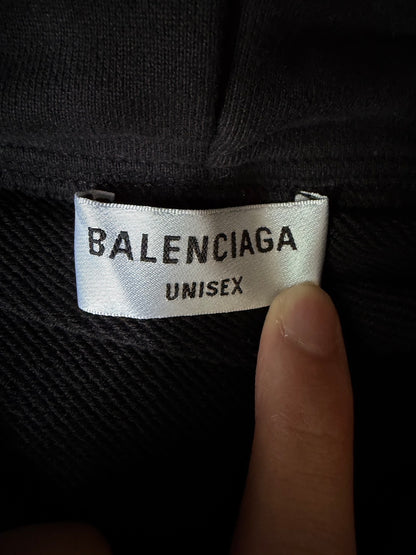 BALENCIAGA 2020s Cotton Cropped Hoodie Black Size XS