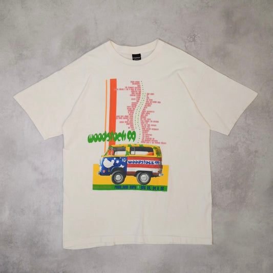 Vintage 90s Woodstock 99 White Cotton T-Shirt Size L