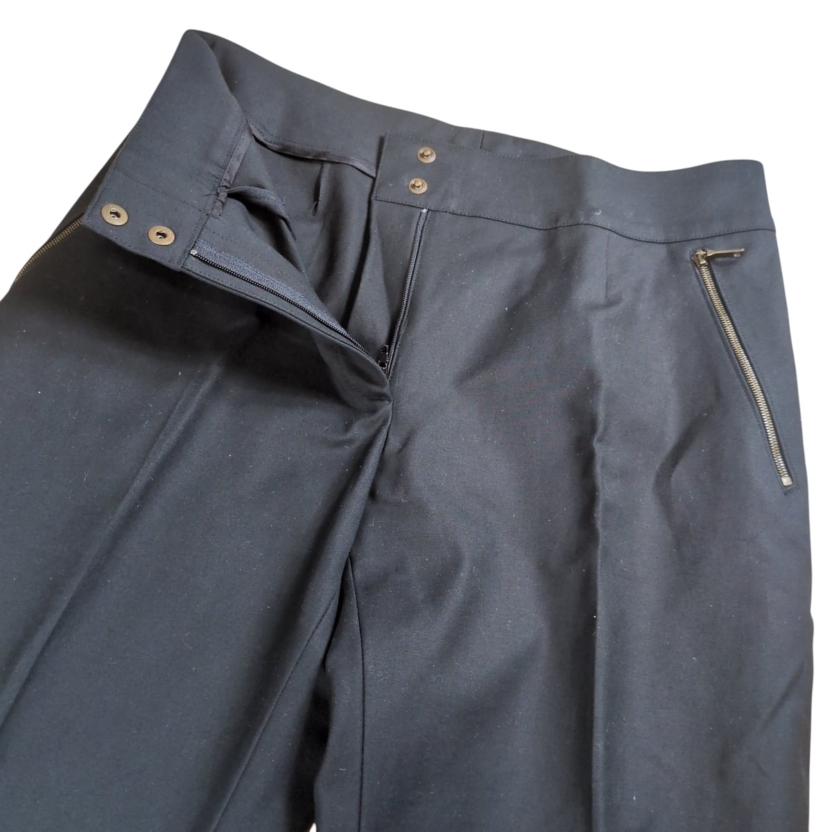 Celine Side Zip Center Press Cotton Trousers Black Size 40