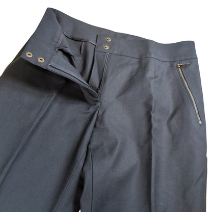 Celine Side Zip Center Press Cotton Trousers Black Size 40