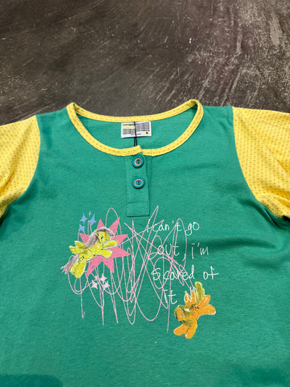 Motka puff henley tee x YOUTH BATH x Motka Green Puff Henley T-Shirt Size S