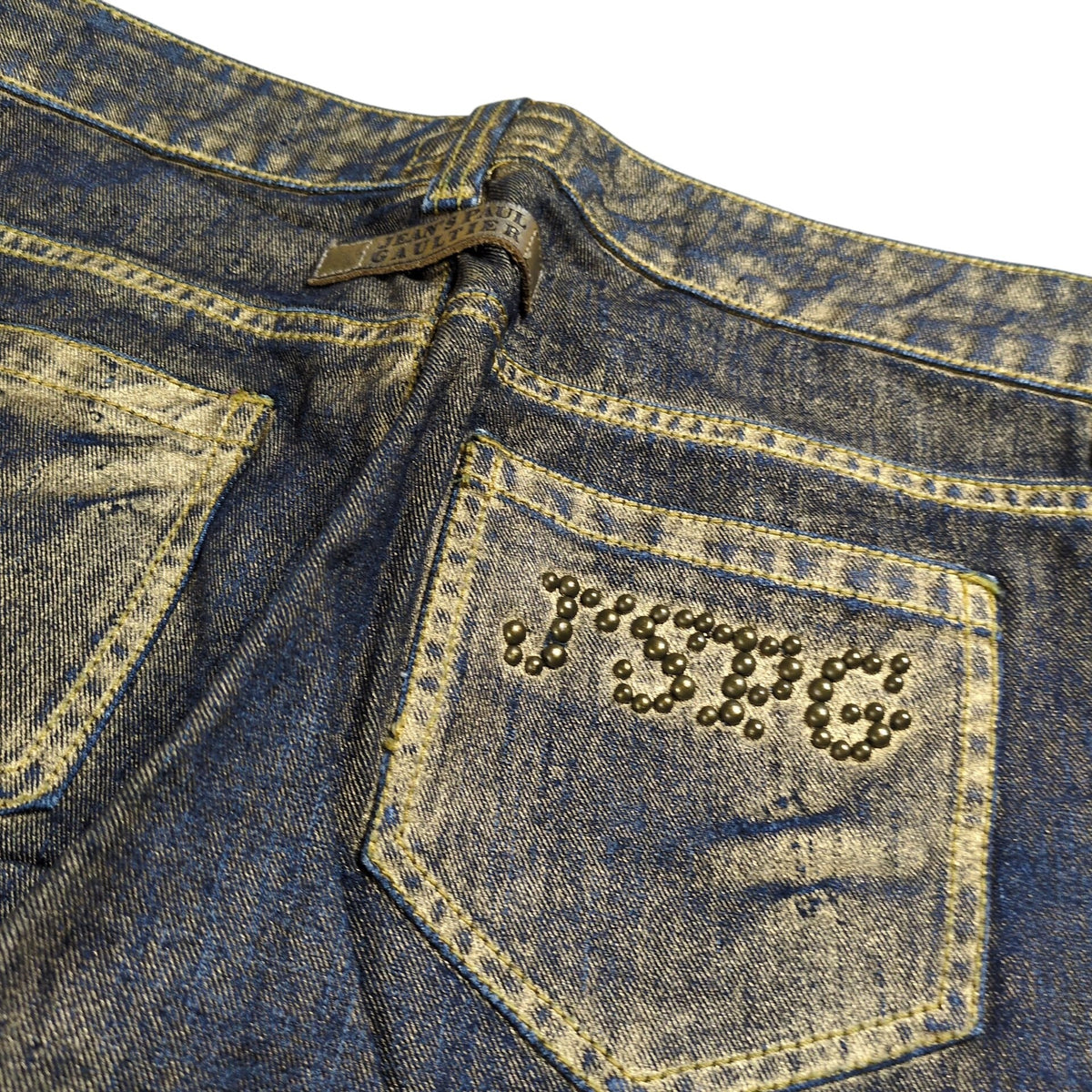 Jean Paul GAULTIER Glitter Coating Side Zip Jeans Size 28