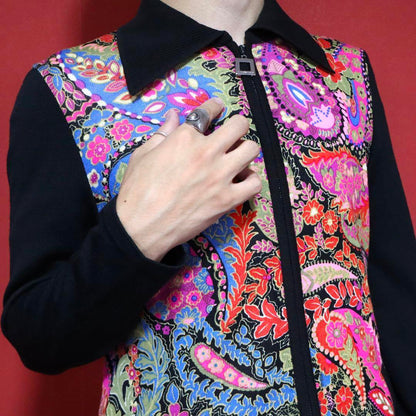 Vintage LEONARD Silk Blend Paisley Panel Knit Jacket Size M