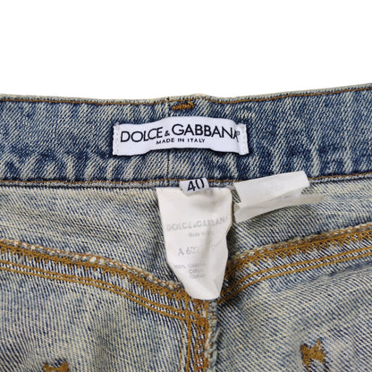 Dolce & Gabbana Distressed Blue Boots Denim Jeans Size 40