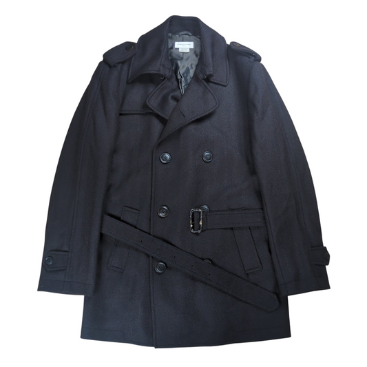 DRIES VAN NOTEN Wool Double Short Trench Coat Brown Size M
