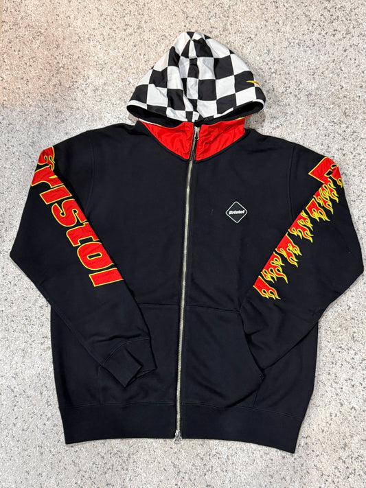 F.C. Real Bristol Checker Flame Zip Up Hoodie Size XL
