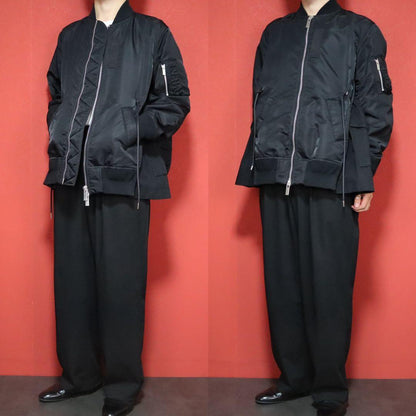 sacai 21AW Nylon Twill Drawstring MA-1 Jacket Black Size 1