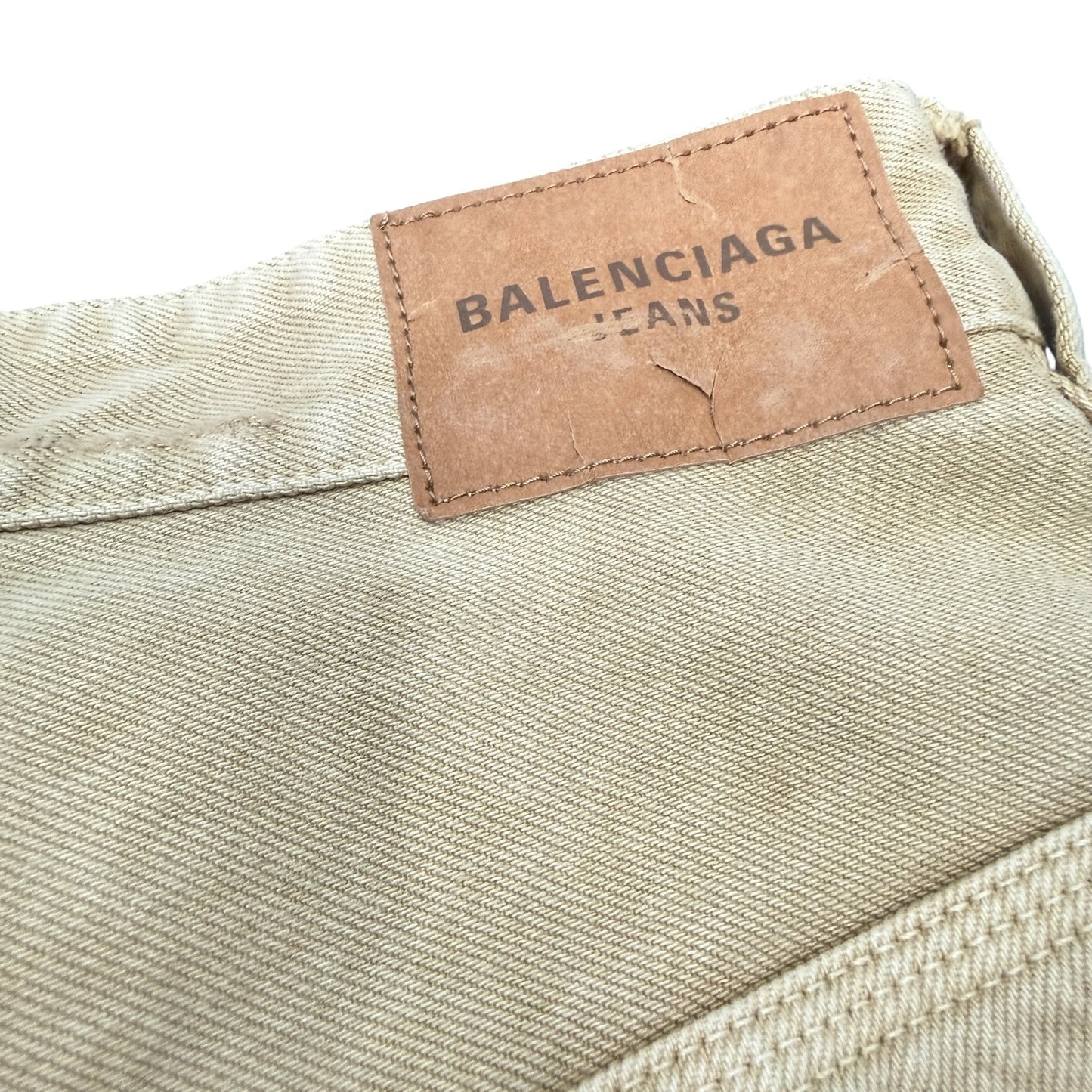 BALENCIAGA Washed Beige Double Knee Baggy Pants Size XS