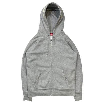 SUPREME 15AW Felt Hooded Logo Zip Hoodie Light Gray Size S
