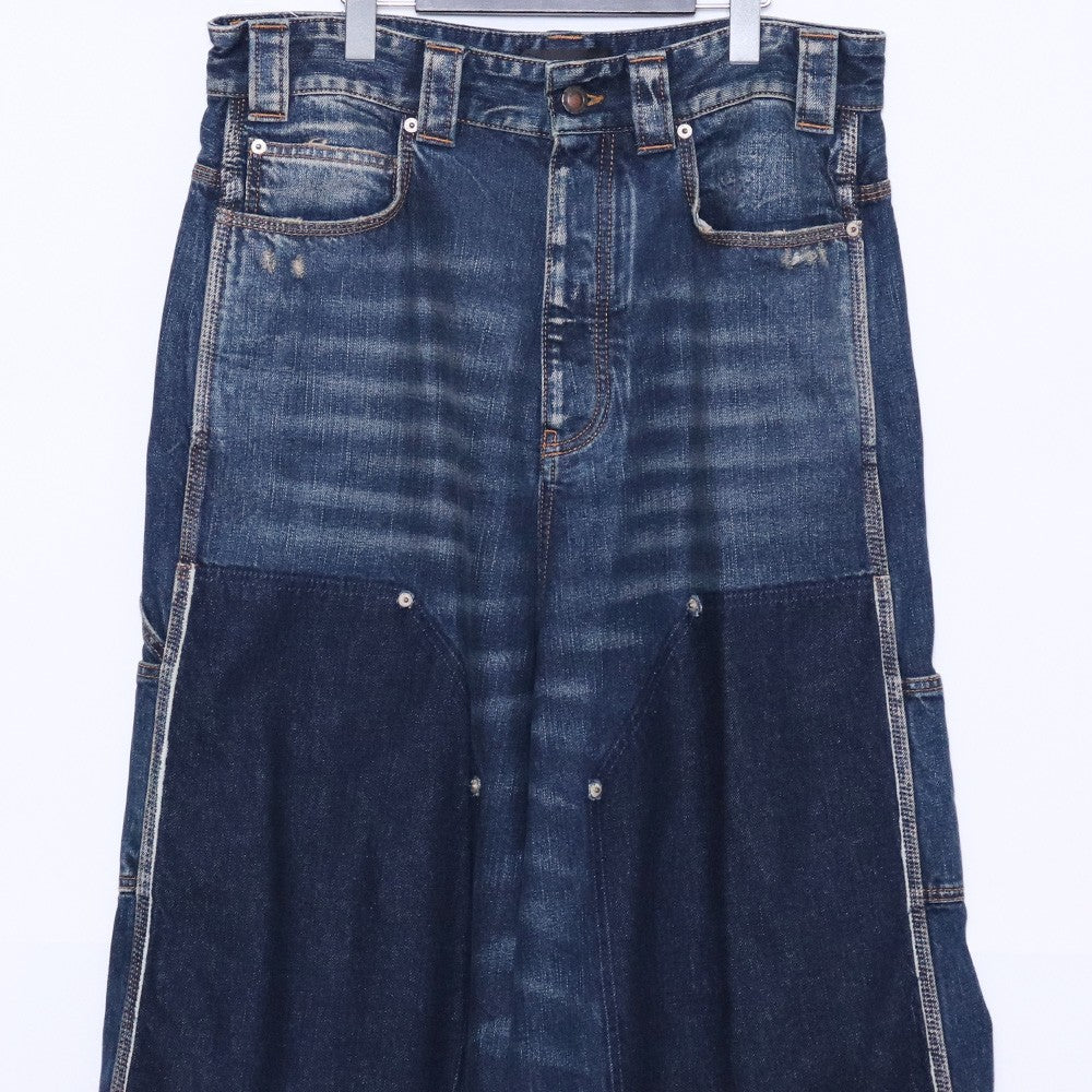BALENCIAGA Grunge Ripped Baggy Denim Blue Size S