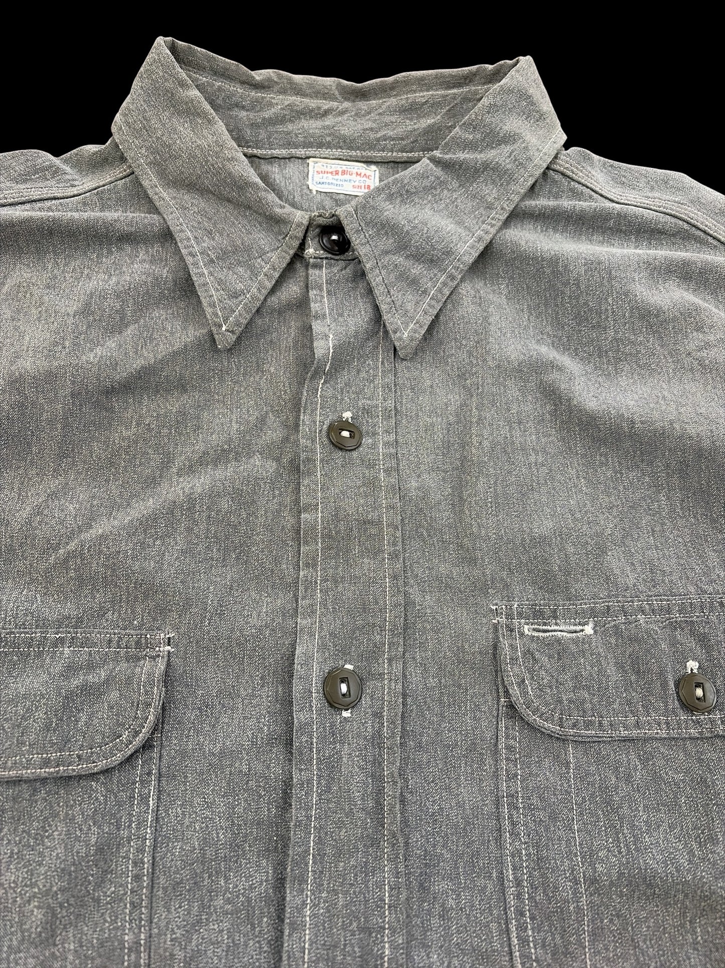 SUPER BIG-MAC 40s Black Chambray Shirt Size XXL