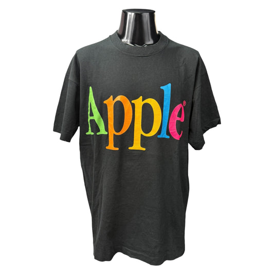 Apple 90s Vintage Black Rainbow Logo Corporate Tee Size XL