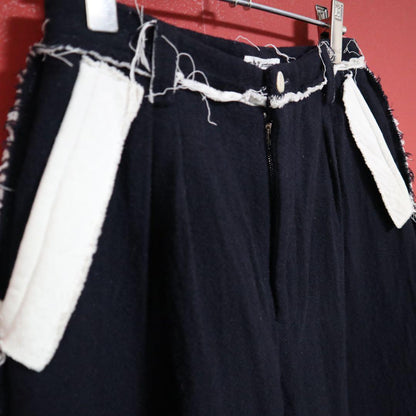 mina perhonen Navy Frayed Wide Slacks Size 36