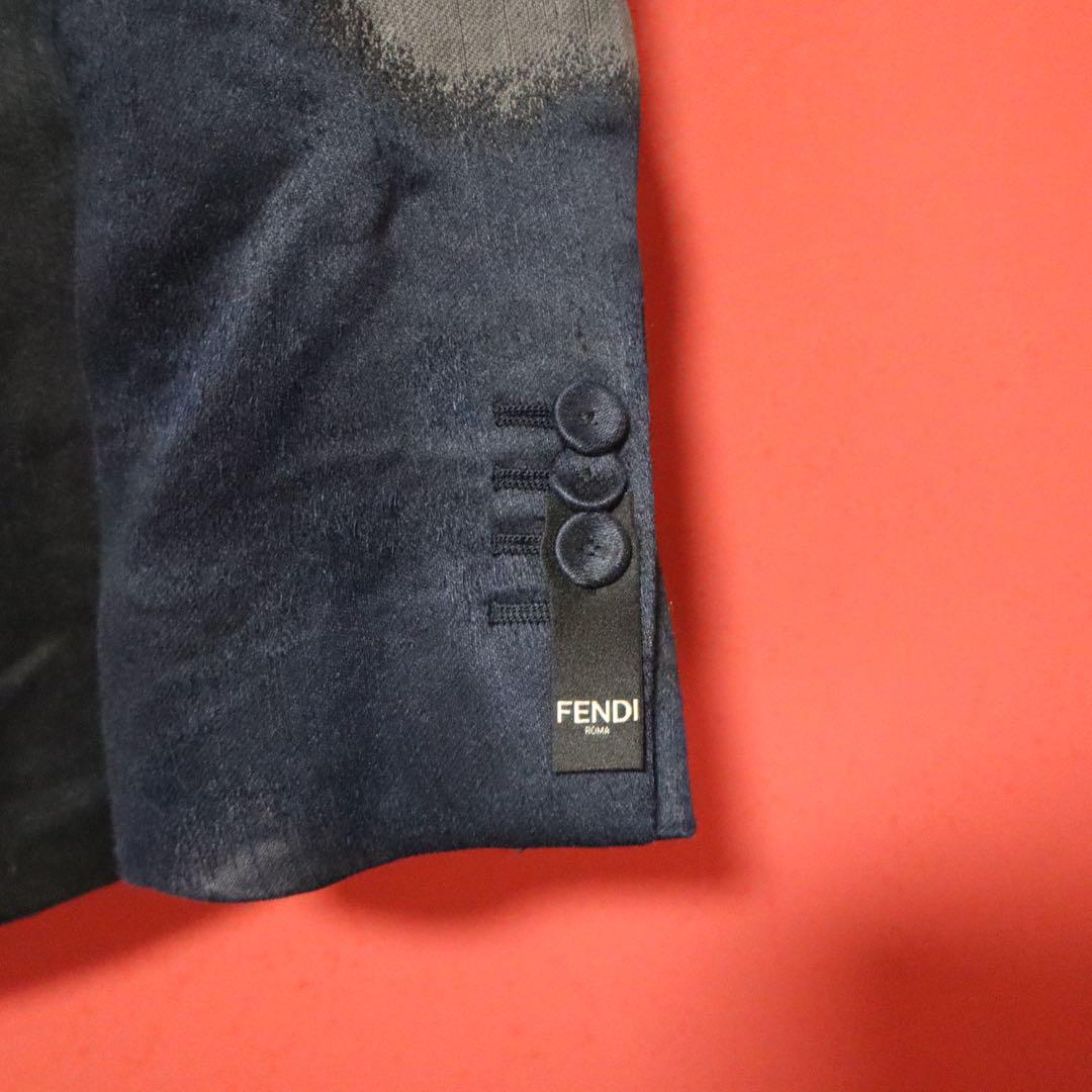 Fendi Silk-Blend Patterned 2-Button Tailored Jacket Size 48