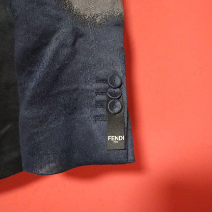 Fendi Silk-Blend Patterned 2-Button Tailored Jacket Size 48