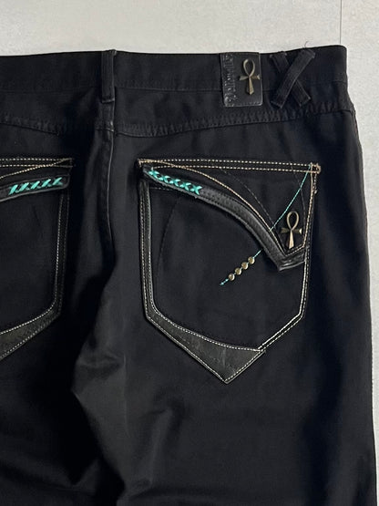Pelle Pelle Black Denim Shorts Size W38
