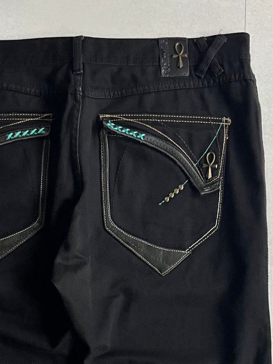 Pelle Pelle Black Denim Shorts Size W38