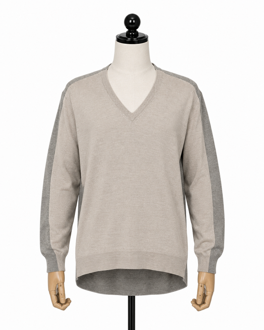 Maison Margiela Beige V-Neck Knit Sweater White Tag