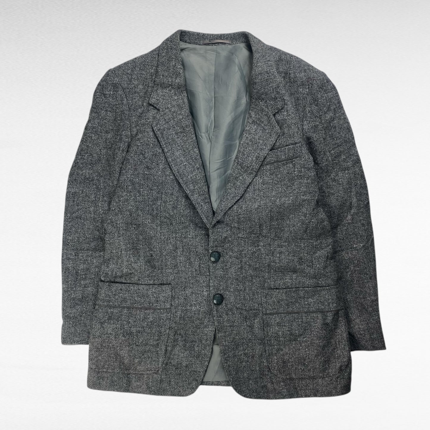 Harris Tweed Wool Tailored Jacket Gray Size M