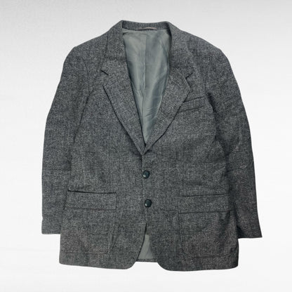 Harris Tweed Wool Tailored Jacket Gray Size M