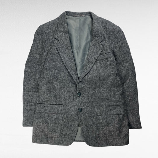 Harris Tweed Wool Tailored Jacket Gray Size M