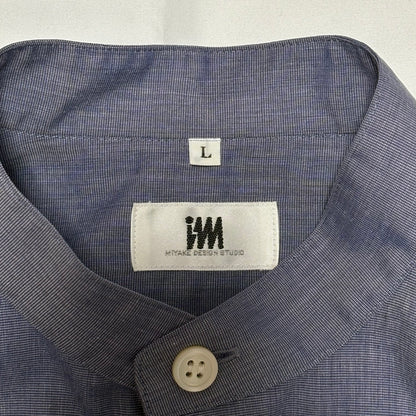 ISSEY MIYAKE Blue Cotton Chambray Band Collar Shirt Size L