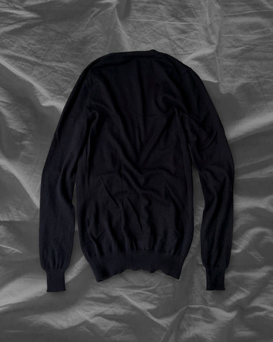 GUCCI Cashmere V-Neck Logo Cardigan Black Size XS