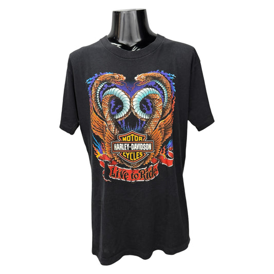 HARLEY-DAVIDSON 90s Double Snake Eagle T-Shirt Size L
