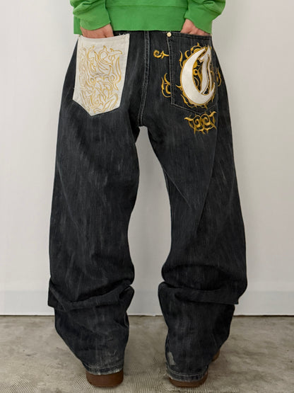 Coogi Black Wide Jeans Size W40