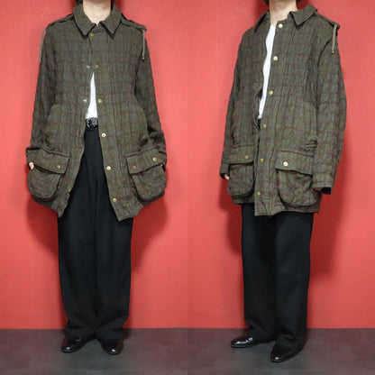 Comme des Garcons Homme 04AW Green Hooded Double Zip Size L